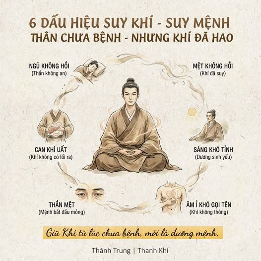 Có những trạng thái — không đủ nặng để gọi là bệnh, — nhưng cũng không còn là khỏe. — Người hiện đại quen sống chung với mệt, — và gọi đó là bình thường. — Theo Hoàng Đế Nội Kinh, — đó chính là lúc Khí đã suy, — Mệnh bắt đầu mỏng.