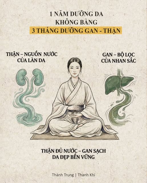 1 NĂM DƯỠNG DA — KHÔNG BẰNG — 3 THÁNG DƯỠNG GAN, THẬN — Có thời gian mình đã dành suốt 3 tháng kiêng ăn, kiêng uống, thức dậy, ngủ nghỉ, dưỡng sinh,… để chăm sóc lại GAN THẬN. — Và 1 trạng thái tuyệt vời mới của cơ thể đã đến.